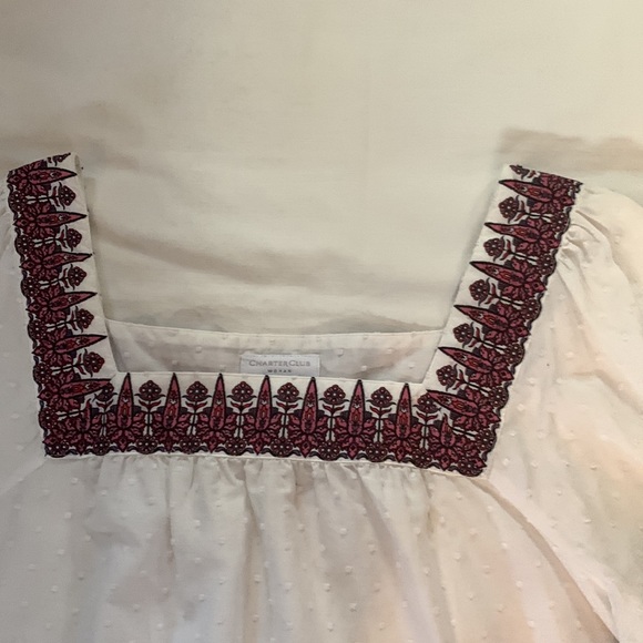 Charter Club Woman 100% Cotton Peasant Blouse - Picture 2 of 5